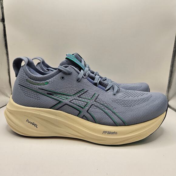ASICS MEN\'S 11.5 GEL NIMBUS 26 GRAY GREEN 1011B892 NWOB RUNNING SHOES